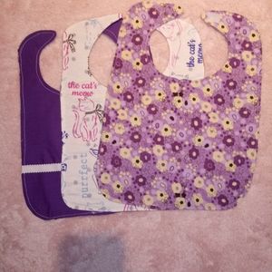 Homemade Floral and Cat Baby Bib Bundle